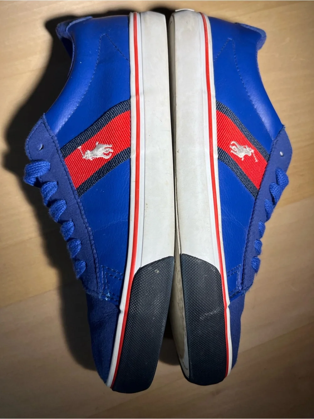 Polo by Ralph Lauren Men’s Royal Blue Sneakers with Red and Black Accents